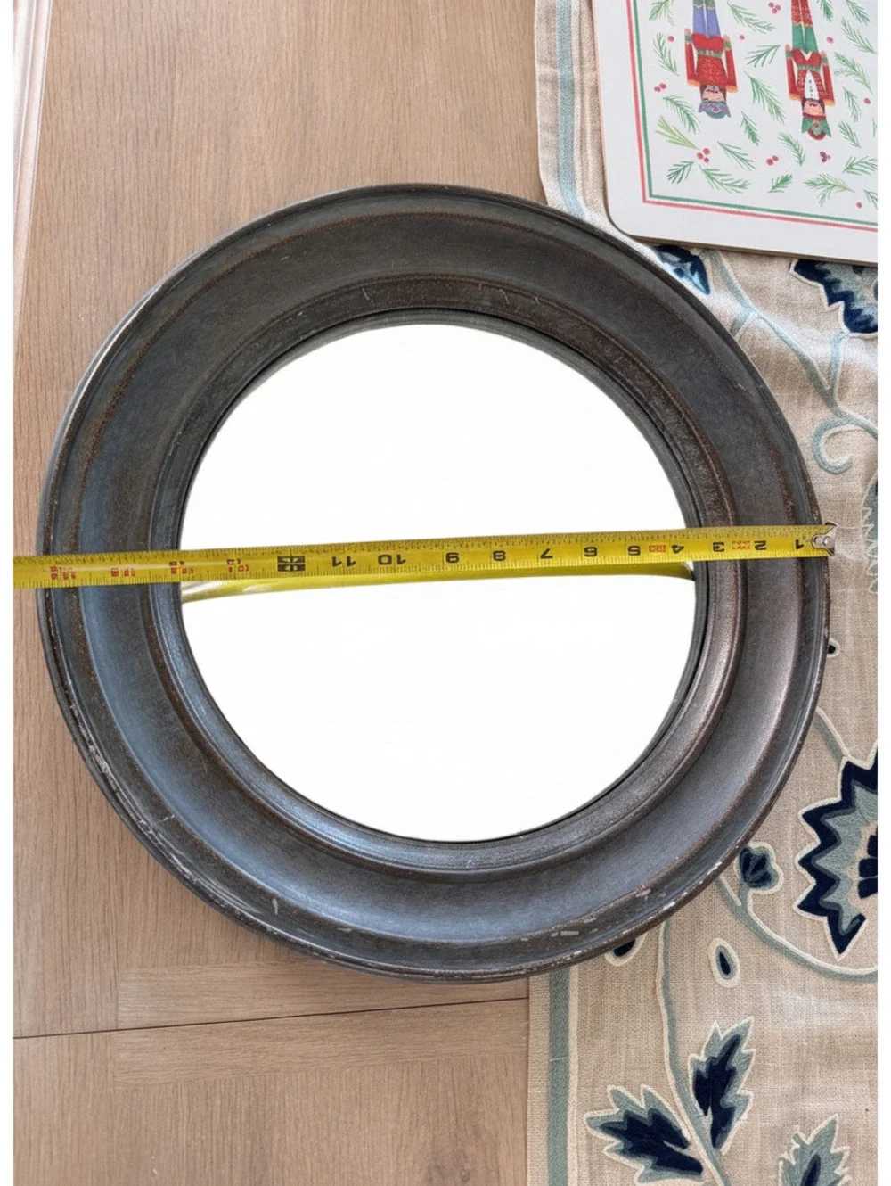 Vintage Round Convex Wall Mirror with Black Frame
